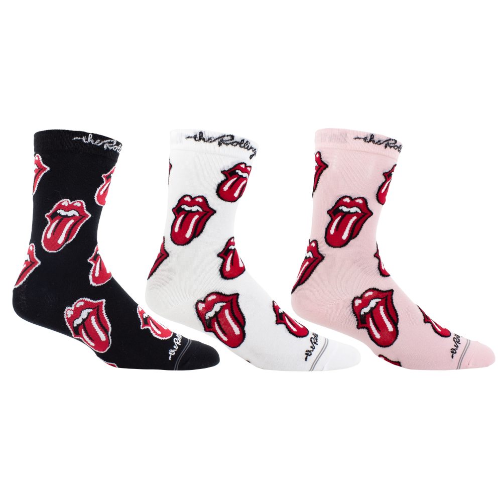 The Rolling Stones - Allover Classic Tongues Crew Socks - Black/Multicolours